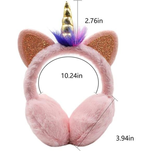 Unicorn Earmuffs for Girls Kids Women Soft Plush Ear Warmers Winter Ear Muffs - Picture 3 of 7